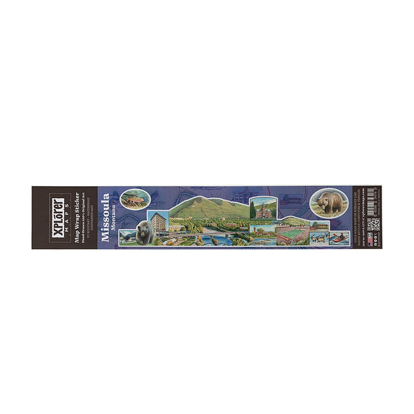 Small Wrap around sticker of Missoula Montana. Featuring black bear, University, The Wilma and more.