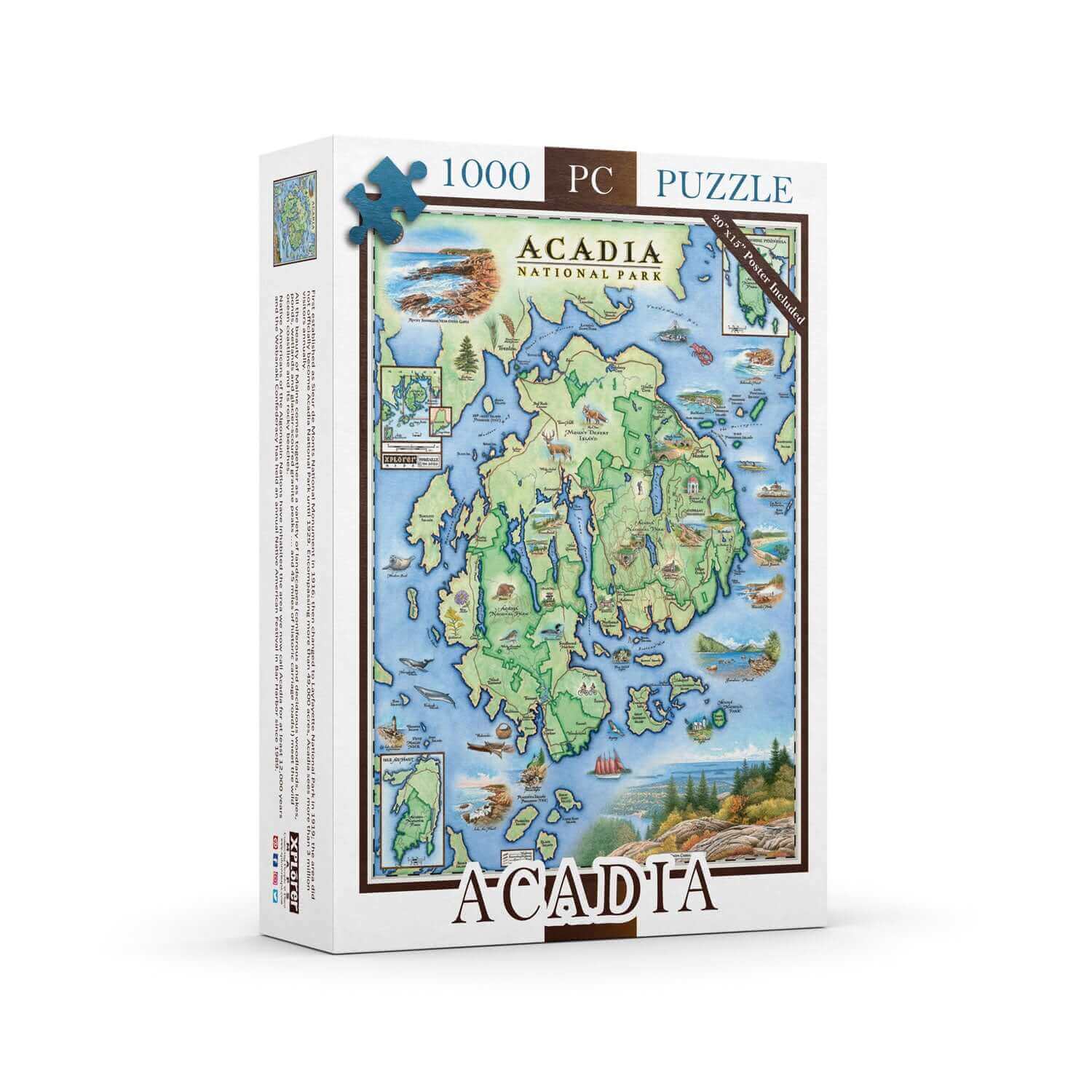 Maine's Acadia National Park 1000 Piece Cardboard Jigsaw Puzzle. Featuring Cadillac Mountain.