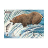 Grizzly bear standing in the river waiting for salmon to jump out of the water.