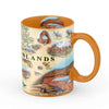 Arches & Canyonlands National Park ceramic mug in earth tone colors. Featuring Deer, elk, mountain lion, flowers, eagle, canyons.