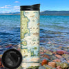 Montana's Flathead Lake with rocks and mountain in the background.
