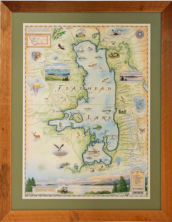 New Flathead Lake Reclaimed Wood Frames Showcase Hand-Drawn Maps, Make Great Gifts - Xplorer Maps