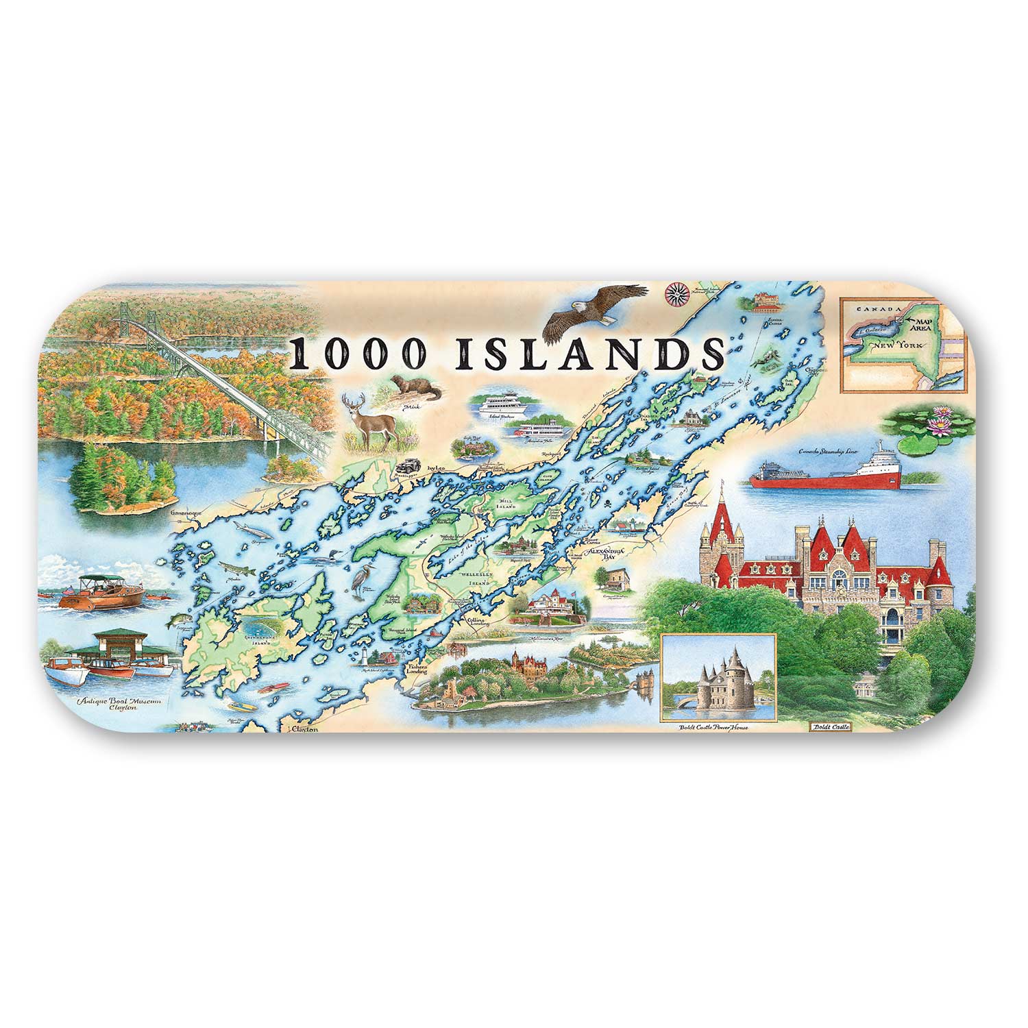 1000 Islands Map Serving Trays