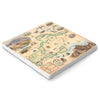 Hand-drawn Badlands National Park map on a 6x6 natural stone trivet by Xplorer Maps.