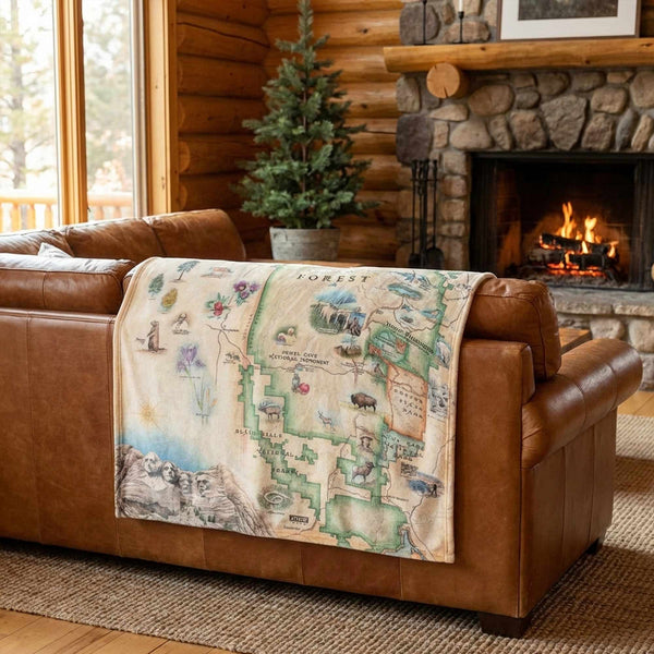Black Hills National Forest Map Fleece Blanket