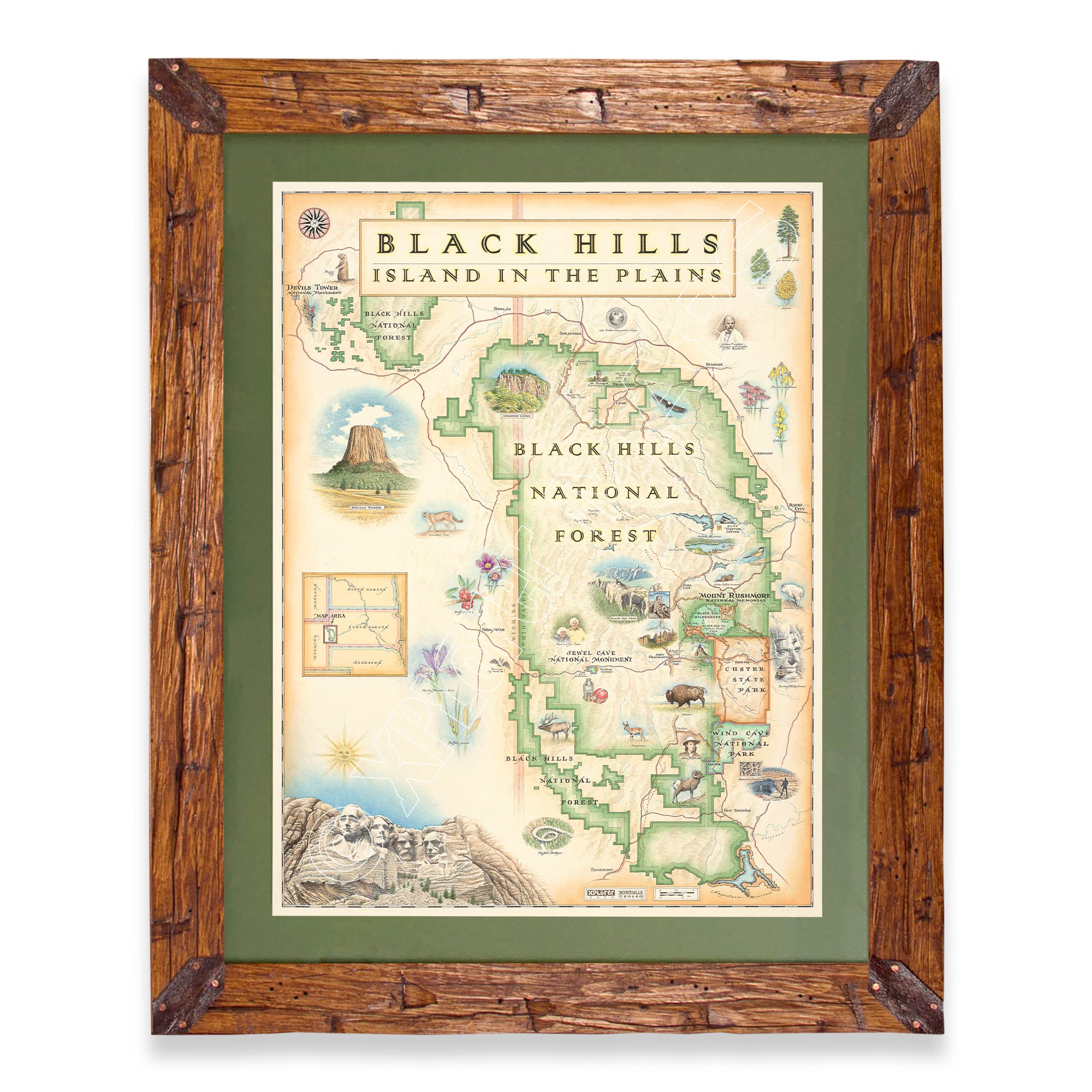 Black Hills National Forest Hand-Drawn Map