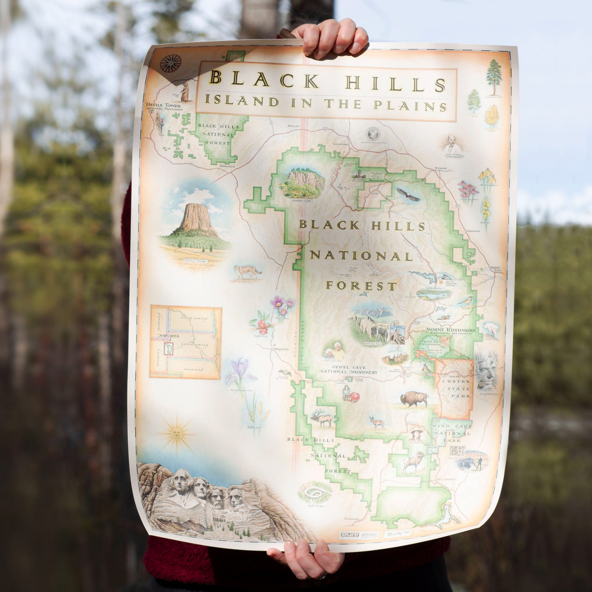 Black Hills National Forest Hand-Drawn Map