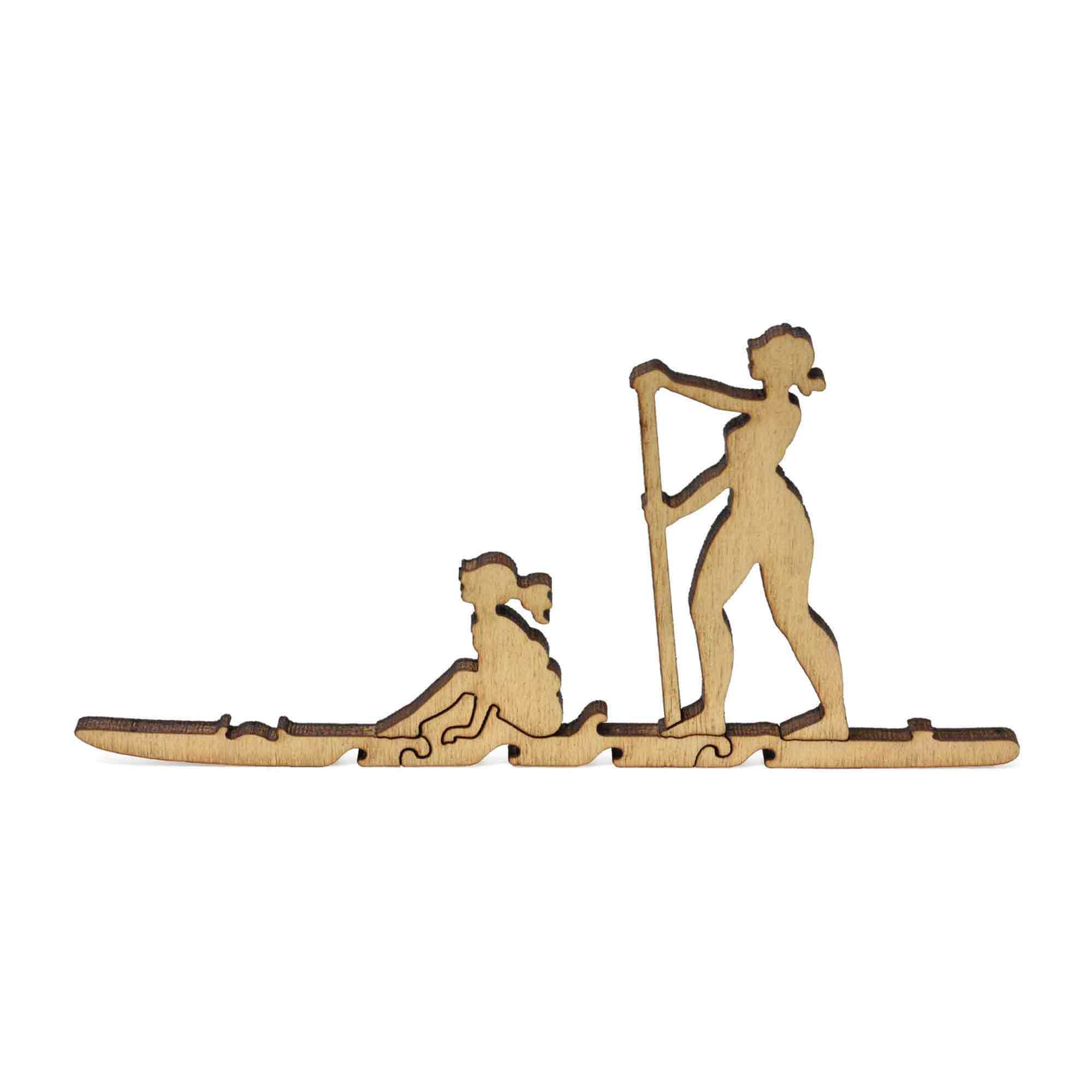 Xplorer Maps Wood Puzzle piece of two women canoeing. 