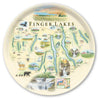 Large Circle Serving Tray Map of the Finger Lakes region with scenic illustrations on a circular plate.
