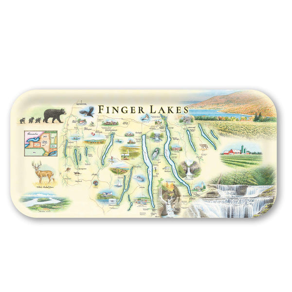 Small Serving Tray Map scenic illustrations on a white background