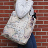 Woman with Flathead Lake Montana Map Canvas Tote Bag