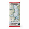 A milk chocolate bar wrapped in a map-themed paper sleeve. The sleeve features a vintage-style illustration of Flathead Lake with the brand name 'Xplorer MAPS' at the top and 'Milk Chocolate' at the bottom, finished with red borders on the top and bottom.