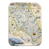 Glacier National Park Serving tray featuring illustrations of Grizzly bears, wolves, bear grass, Mountains, moose and many more. 