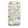 Small Serving Tray Map of Grand Teton National Park with illustrations and text on a white background