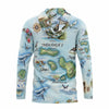 Hawaii sun shirt hoodie Hoodie with a map design of Molokai, Lanai, and Maui on a light blue background.