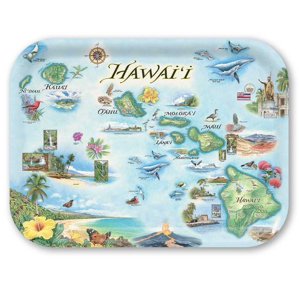 Hawai'i Map Wood Serving Trays