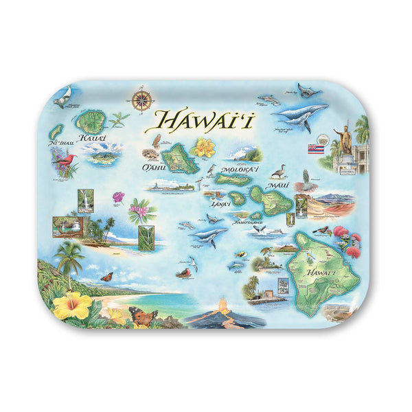 Hawai'i Map Wood Serving Trays