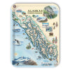 Large Serving Tray Map of Alaska's Inside Passage with illustrations and text on a beige background