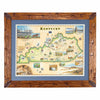 Framed map of Kentucky with wooden frame