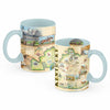 Two mugs with a map of Kentucky design on a white background