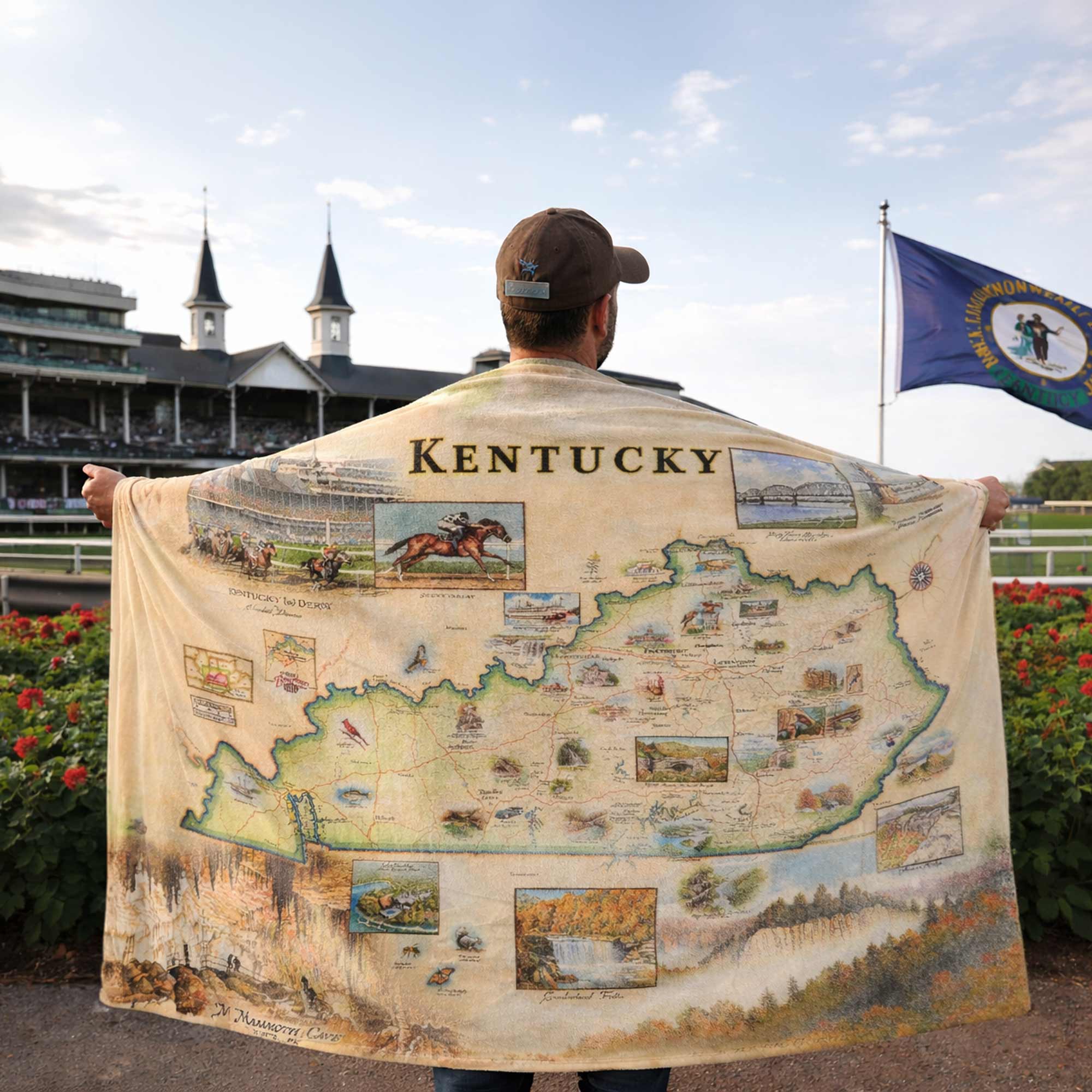 Kentucky Map Fleece Blanket - Xplorer Maps