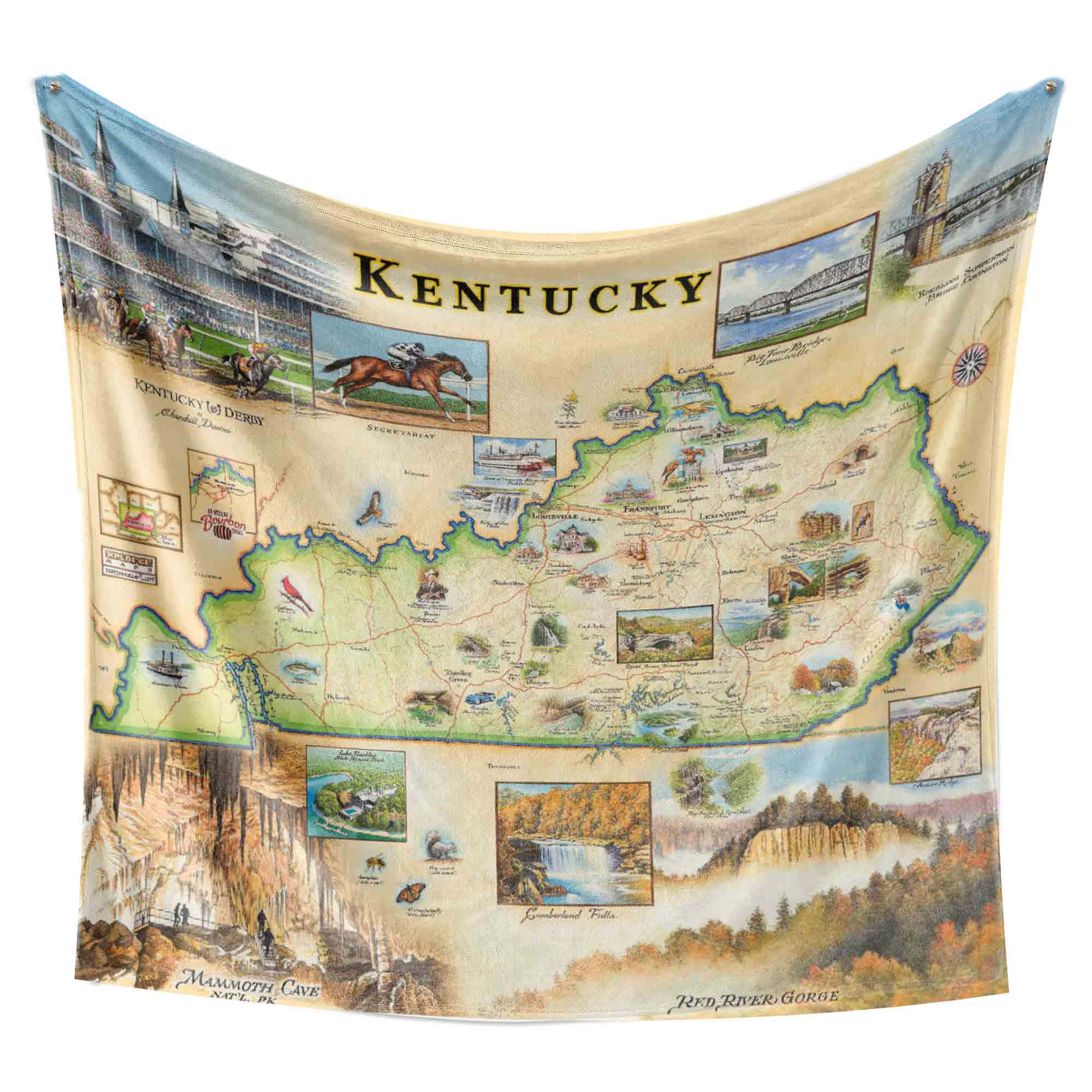 Kentucky Map Fleece Blanket - Xplorer Maps