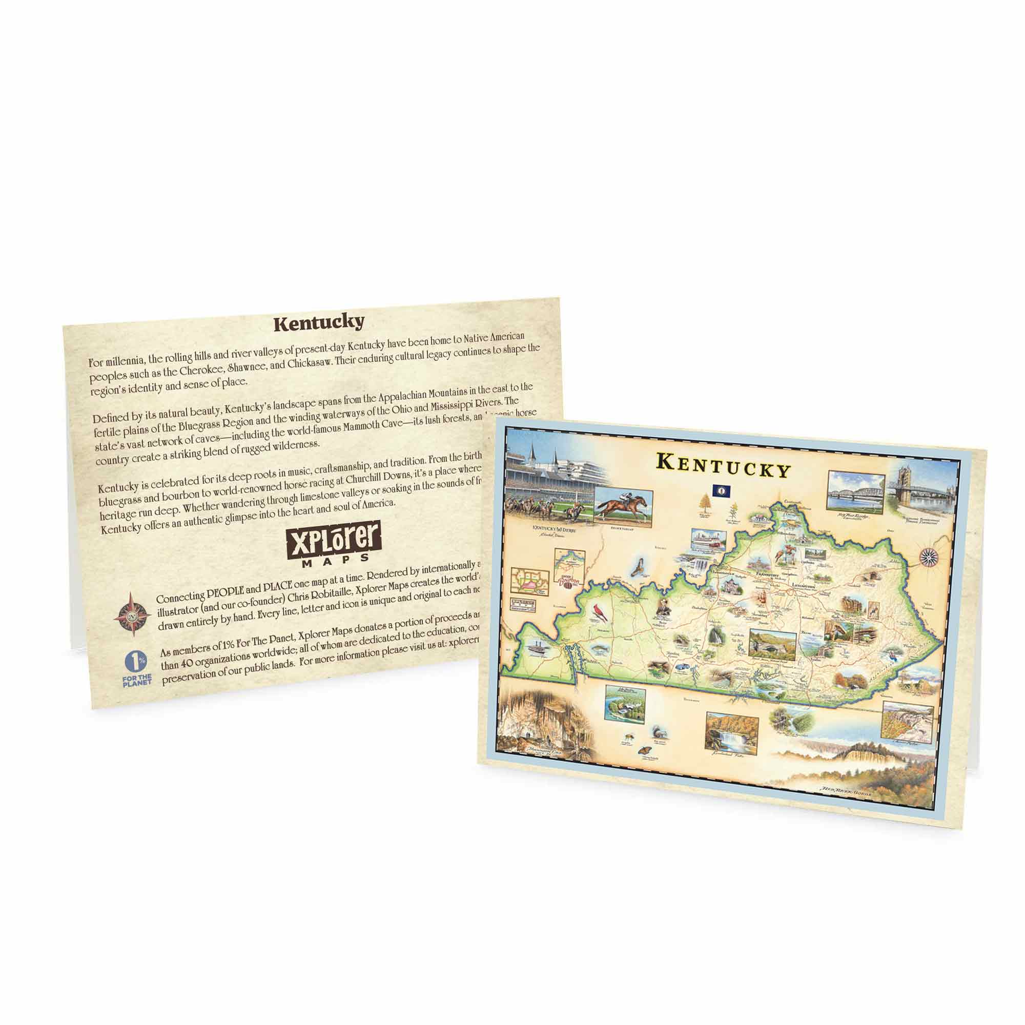 Map of Kentucky with Xplorer branding on a white background