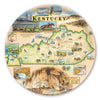 Round Serving Tray Map of Kentucky with various attractions and landmarks on a circular plate.