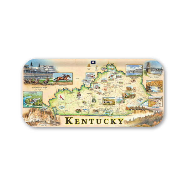 Small Serving Tray Map of Kentucky with various attractions on a white background