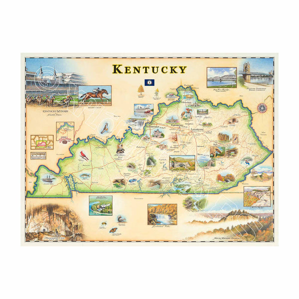 Kentucky State Hand-Drawn Map - Xplorer Maps
