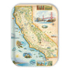 Large Rectangle Serving Tray Map of California with scenic illustrations on a white background