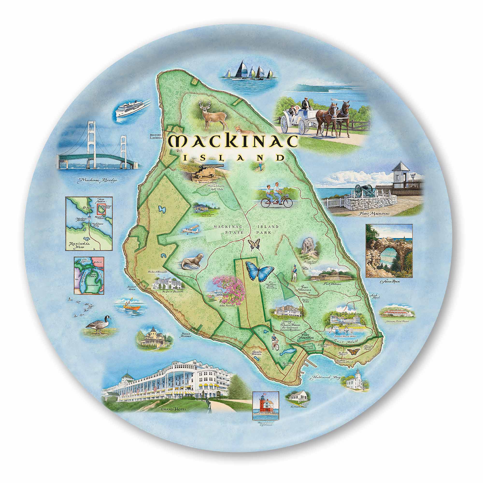 Mackinac Island Map Wood Serving Trays