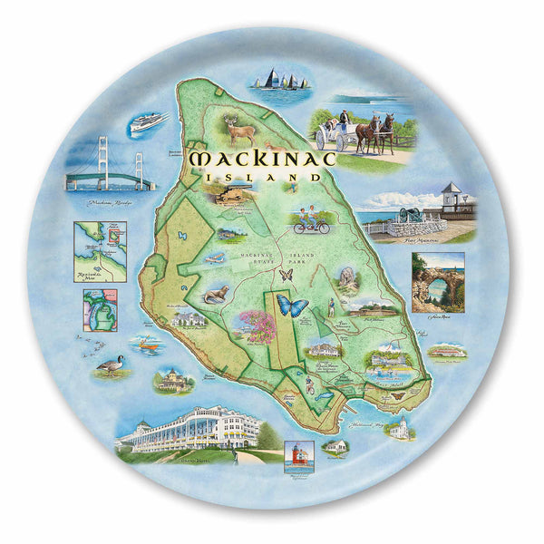 Mackinac Island Map Wood Serving Trays