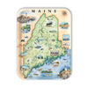 Large Serving Tray Map of Maine with various icons and illustrations on a beige background