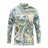 Front Sun Shirt Hoodie with a map of Michigan design on a white background