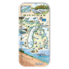 Small Serving Tray Map of Michigan with various attractions and landscapes on a white background