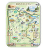 Large Rectangle Serving Tray Map of Minnesota with various attractions and landscapes on a white background