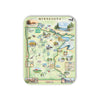 Medium Rectangle Serving Tray Map of Minnesota with various icons and scenic illustrations on a white background