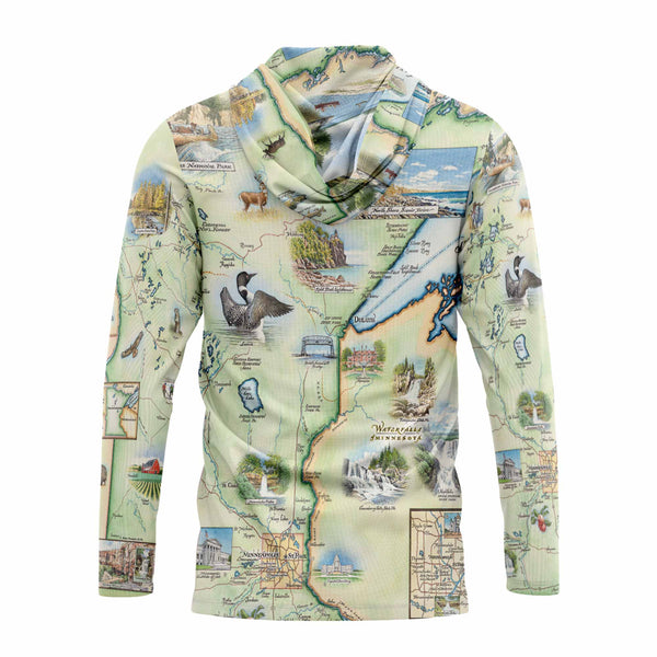 Hoodie with a map design on a white background