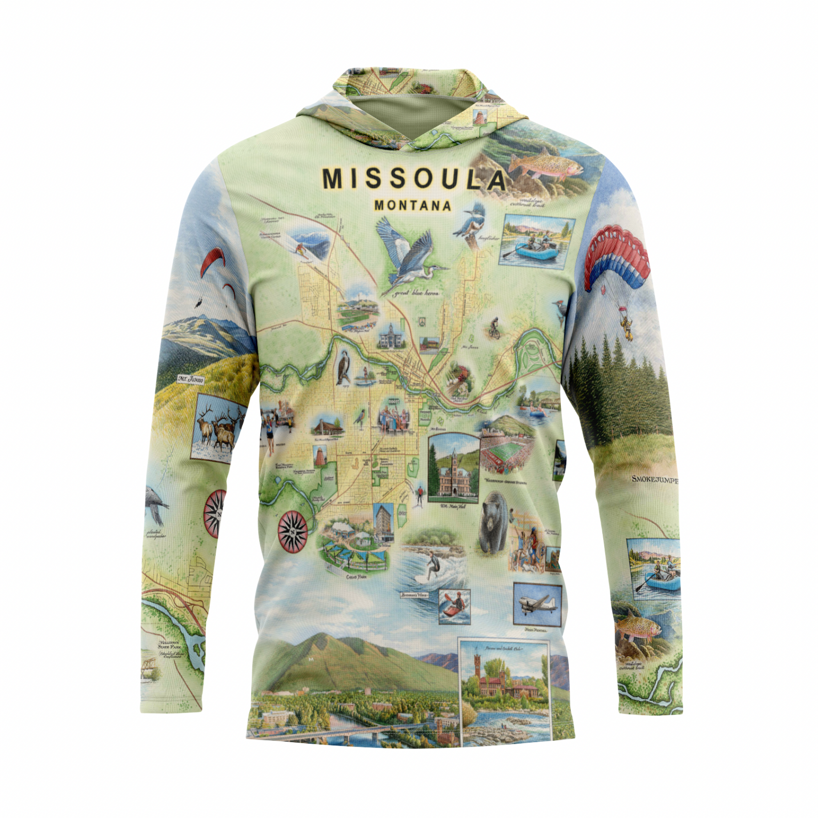 Hoodie with Missoula, Montana design on a white background