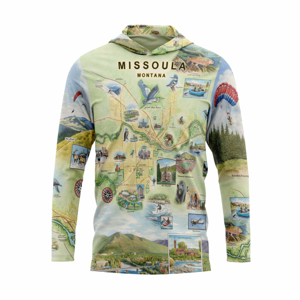 Hoodie with Missoula, Montana design on a white background