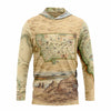 Hoodie with a map design of Montana on a beige background
