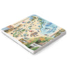 North Carolina hand-drawn map on 6x6 marble trivet by Xplorer Maps.