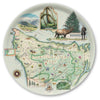 Large Round Serving Tray Map of Olympic National Park o with illustrations and text.