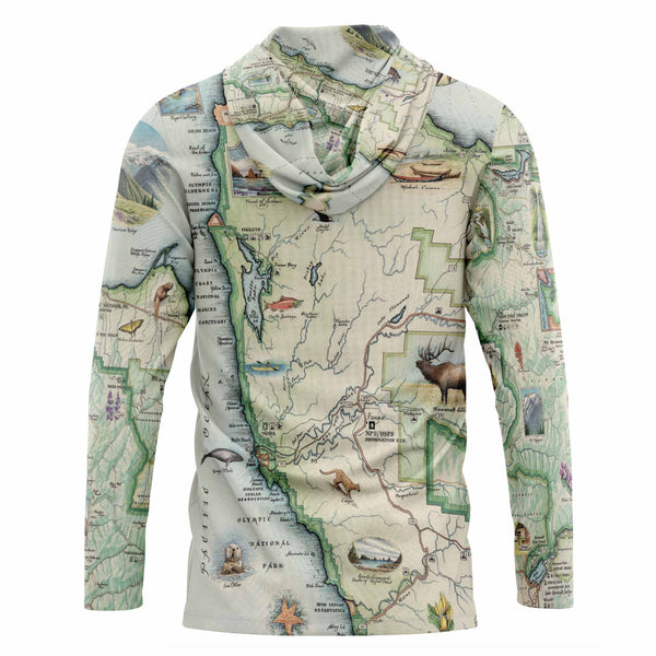 Olympic national Park sunshirt back hoodie on a a white background