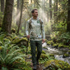 Olympic national Park sunshirt hoodie on a man hiking in Olympic National Park.