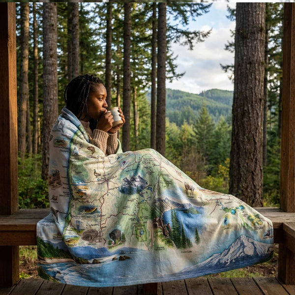 Oregon State Map Fleece Blanket