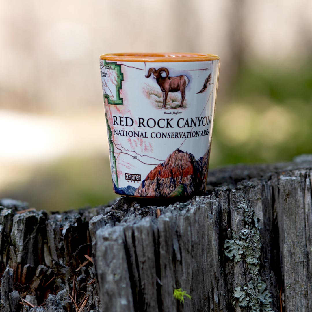 Red Rock Canyon National Conservation Area map shot glass.