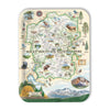 Large Rectangle Serving Tray Map of Rocky Mountain National Park with illustrations of animals and scenery on a beige background.
