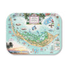 Medium Serving Tray Map of Captiva Island, Florida with scenic illustrations on a light blue background